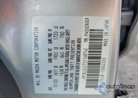 2003 Mazda Protege Pr5 из США, поврежденный, VIN JM1BJ245731168742